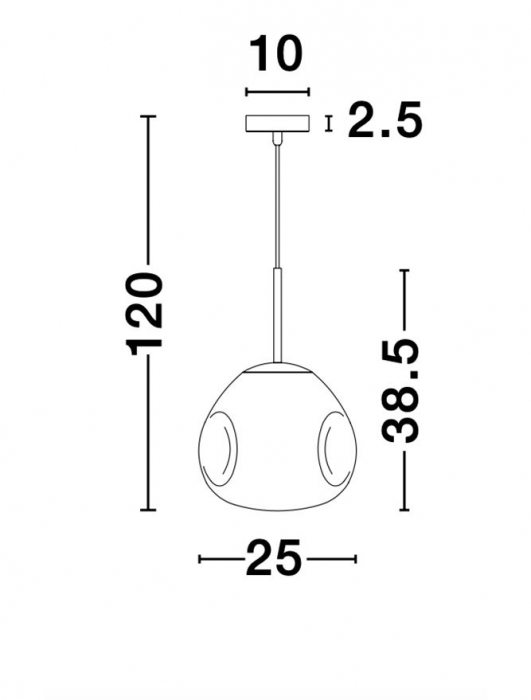 9190402 Pendul Nova Luce LAVA E27 1X12W IP20 Glass/Metal Chrome Handmade [4]