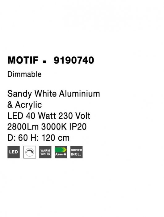 9190740 Suspensie Nova Luce MOTIF LED 40W 2800lm 3000K IP20 Aluminiu/Acril Sandy White [5]
