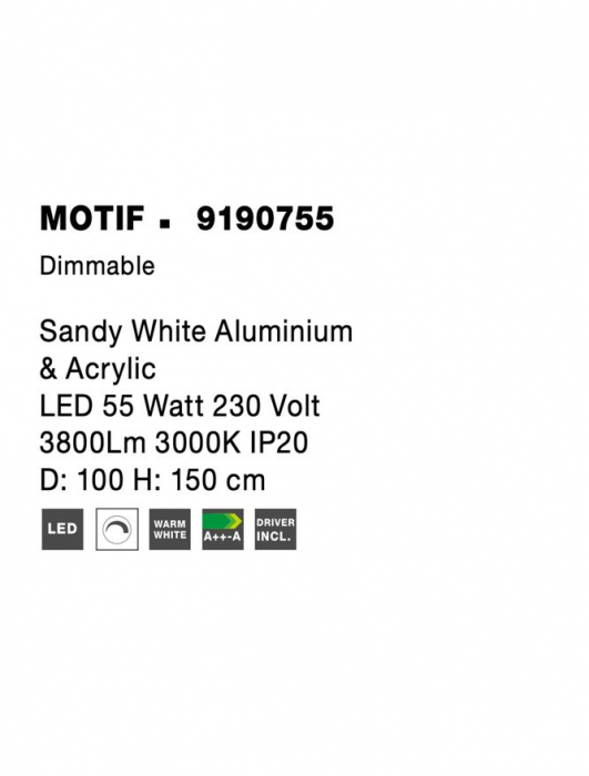 9190755 Lustra Nova Luce MOTIF LED 60W 4165lm 3000K  Aluminium & Acrylic Sandy White Dimabil Triac IP20 [6]