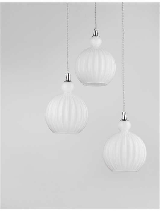 9190882 Lustra Nova Luce ODELL E14 3x5W   Aluminium & Opal Glass Chrome  IP20 [3]