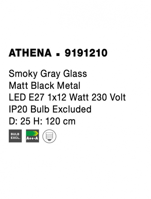 9191210 Pendul Nova Luce ATHENA E27 1x12W   Metal Smoky Gray Matt Black  IP20 [7]