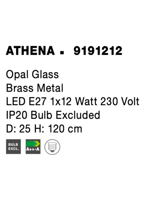 9191212 Pendul Nova Luce ATHENA E27 1x12W   Metal Brass  IP20 [9]