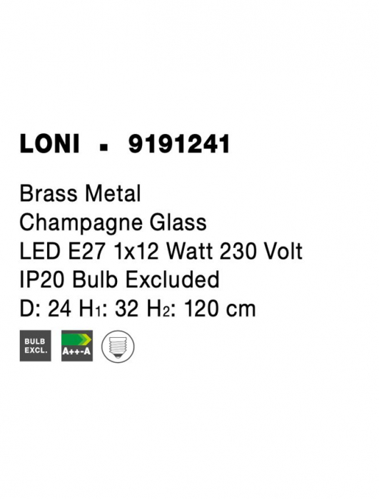 9191241 Pendul Nova Luce LONI E27 1x12W   Metal & Glass Champagne & Brass  IP20 [8]