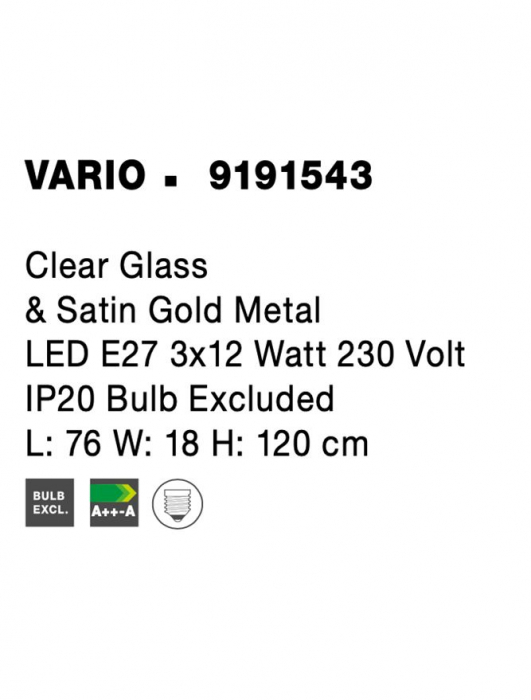 9191543 Lustra Nova Luce VARIO E27 3x12W   Metal Satin Gold  IP20 [5]