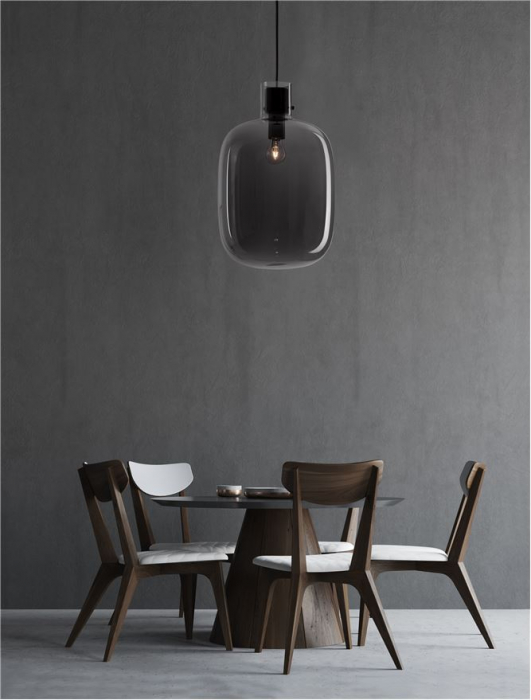 9236500 Pendul Nova Luce CINZIA E27 1x12W   Metal Smoky Glass Black Cord  IP20 [3]