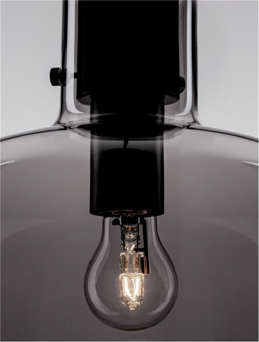 9236500 Pendul Nova Luce CINZIA E27 1x12W   Metal Smoky Glass Black Cord  IP20 [7]