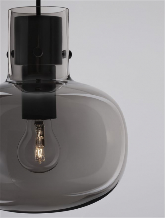 9236510 Pendul Nova Luce CINZIA E27 1x12W   Metal Smoky Glass Black Cord  IP20 [6]