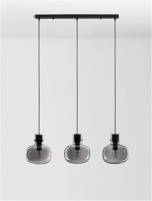9236520 Lustra Nova Luce CINZIA E27 3x12W   Metal Smoky Glass Black Cord  IP20 [3]