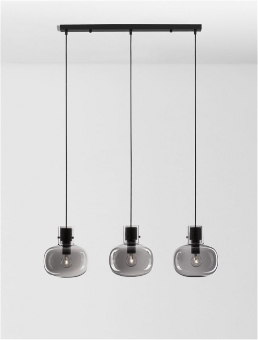 9236520 Lustra Nova Luce CINZIA E27 3x12W   Metal Smoky Glass Black Cord  IP20 [4]
