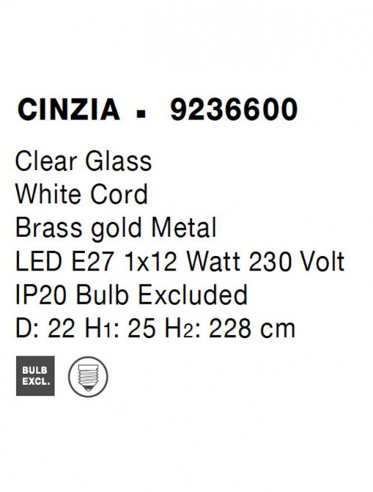 9236600 Pendul Nova Luce CINZIA E27 1x12W   Metal Brass Gold  IP20 [9]