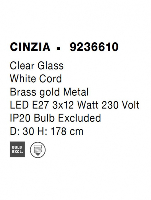 9236610 Lustra Nova Luce CINZIA E27 3x12W   Metal Brass Gold  IP20 [9]