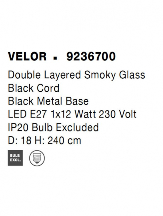9236700 Pendul Nova Luce VELOR E27 1x12W   Metal Black & Gold  IP20 [8]