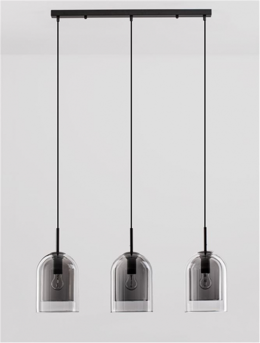 9236720 Lustra Nova Luce VELOR E27 3x12W   Metal Smoky Glass Black Cord  IP20 [3]