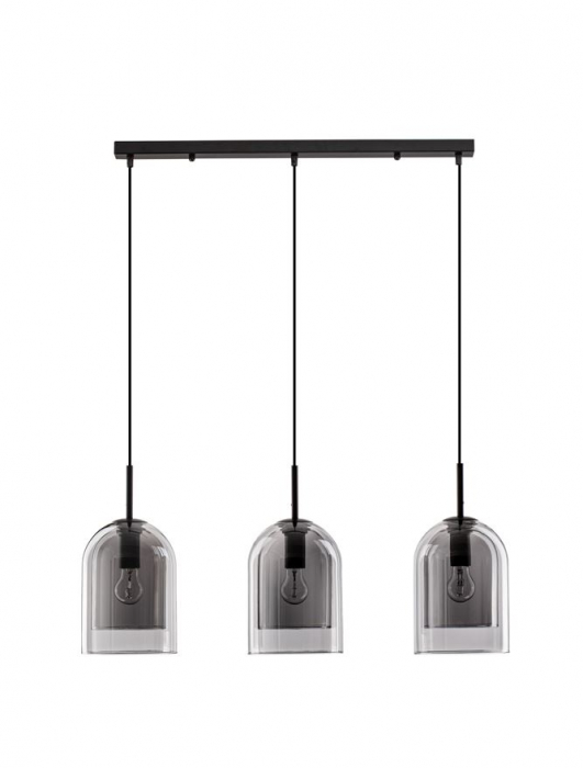 9236720 Lustra Nova Luce VELOR E27 3x12W   Metal Smoky Glass Black Cord  IP20 [1]