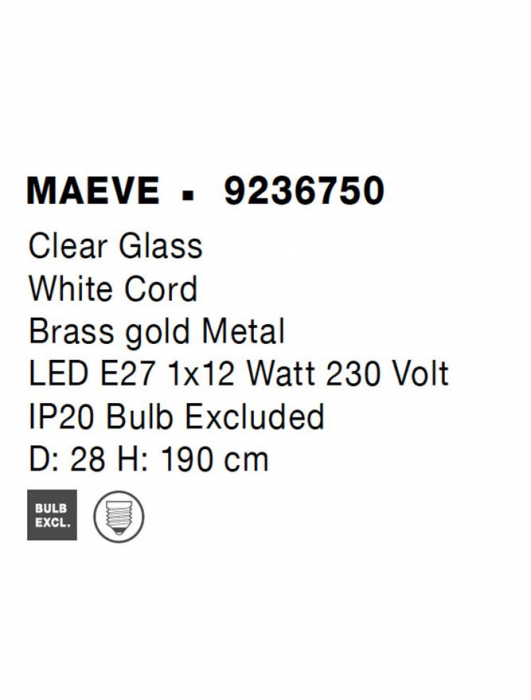 9236750 Pendul Nova Luce MAEVE E27 1x12W   Metal Brass Gold  IP20 [9]