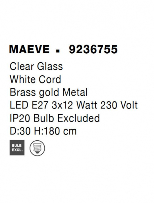 9236755 Lustra Nova Luce MAEVE E27 3x12W   Metal Brass Gold  IP20 [8]