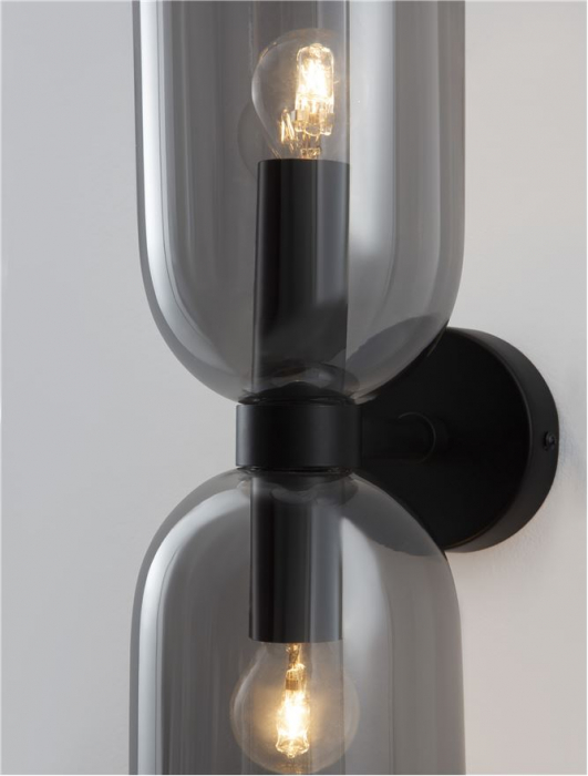9241110 Aplica Nova Luce VELOR E14 2x5W   Metal Smoke Glass Black  IP20 [5]