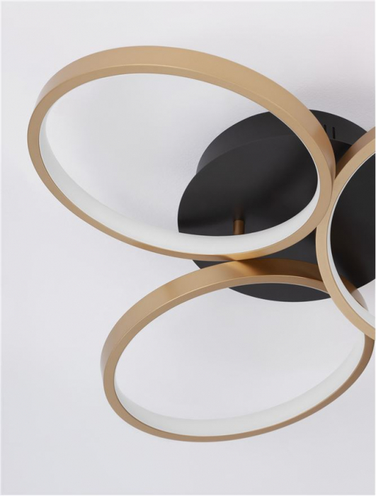 9248112 Plafoniera Nova Luce ELIZE LED 28W 1550lm 3000K Steel/Aluminium & Silicon Black & Brass Gold Dimabil Triac IP20 [6]