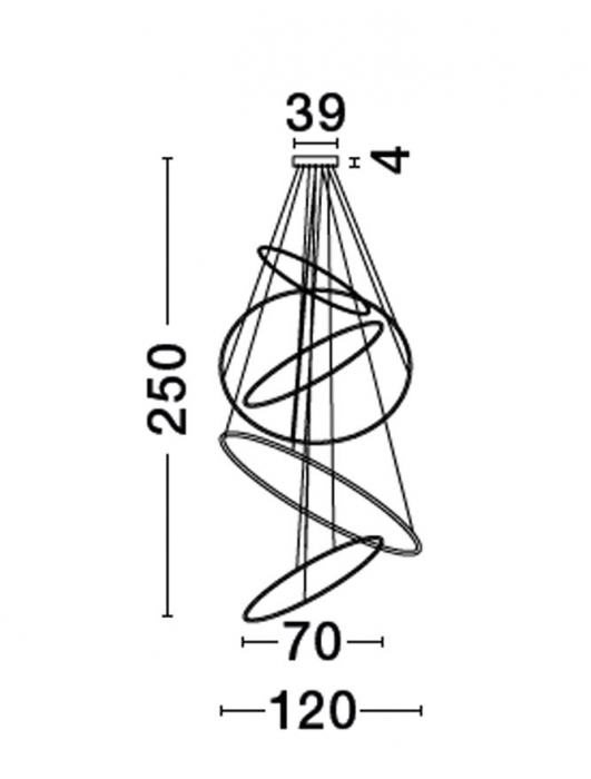 9289084 Candelabru Nova Luce NUDOS LED 281W 19670lm 3000K Aluminium & Acrylic Gold Dimabil Triac IP20 [5]