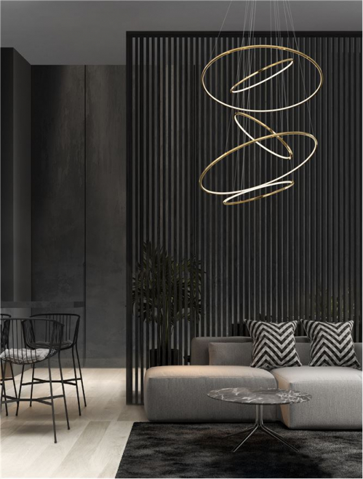 9289084 Candelabru Nova Luce NUDOS LED 281W 19670lm 3000K Aluminium & Acrylic Gold Dimabil Triac IP20 [2]