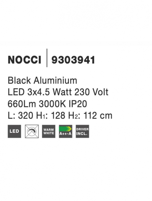 9303941 Suspensie Nova Luce NOCCI LED 13,5W 660lm 3000K IP20 Aluminiu Black [6]