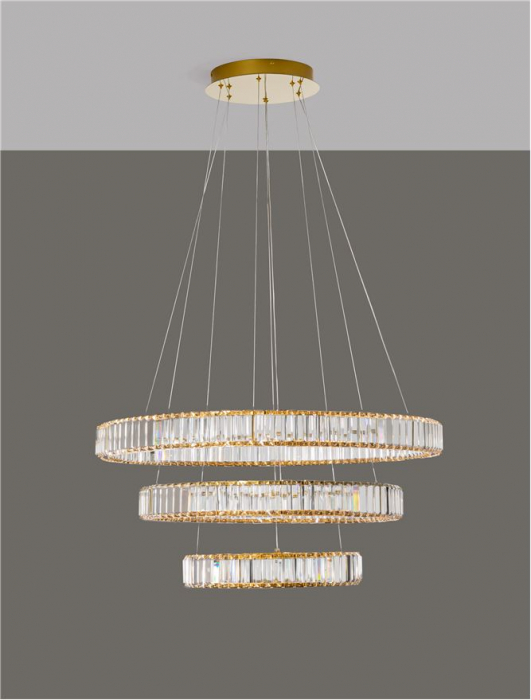 9333069 Lustra Nova Luce AURELIA LED 92W 7670lm 3500K Metal & Crystal Gold Dimabil Triac IP20 [4]