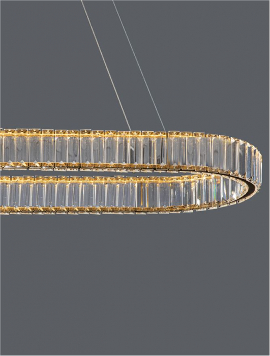 9333073 Lustra Nova Luce AURELIA LED 48W 4505lm 3500K Metal & Crystal Gold Dimabil Triac IP20 [5]