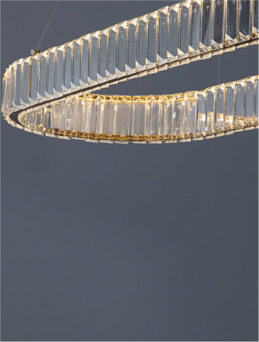 9333073 Lustra Nova Luce AURELIA LED 48W 4505lm 3500K Metal & Crystal Gold Dimabil Triac IP20 [6]