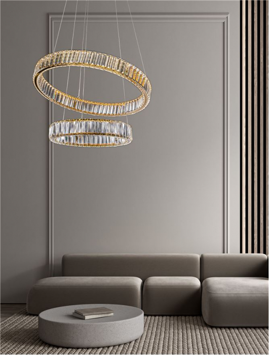 9333077 Lustra Nova Luce AURELIA LED 46W 4328lm 3500K Metal & Crystal Gold Dimabil Triac IP20 [2]
