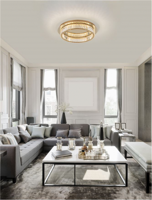 9333080 Plafoniera Nova Luce AURELIA LED 41W 2505lm 3500K Metal & Crystal Gold Dimabil Triac IP20 [2]