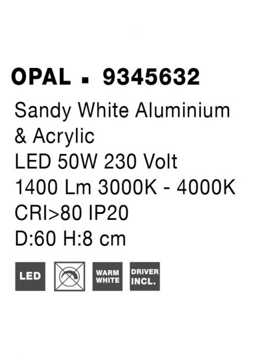 9345632 Plafoniera Nova Luce MORBIDO LED 48W 3730lm 2700K - 4000K Aluminium & Acrylic Sandy Black Dimabil CCT IP20 [9]