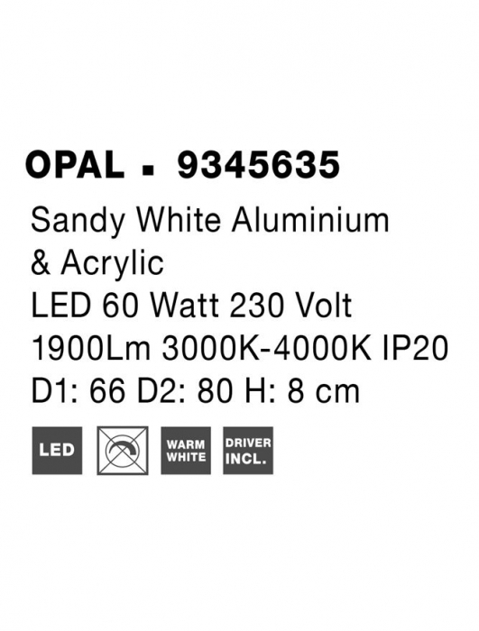 9345635 Plafoniera Nova Luce MORBIDO LED 48W 3730lm 2700K - 4000K Aluminium & Acrylic Sandy Black Dimabil CCT IP20 [9]