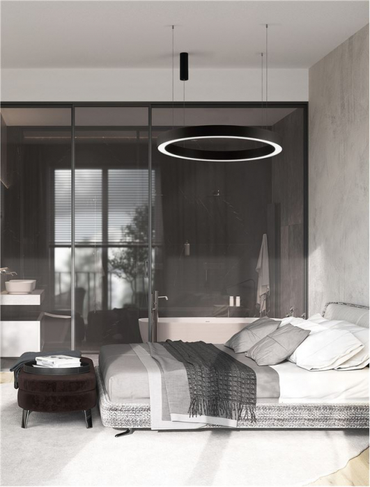 9345645 Lustra Nova Luce MORBIDO LED 80W 4373lm 2700K - 4000K Aluminium & Acrylic Sandy Black Dimabil CCT IP20 [2]