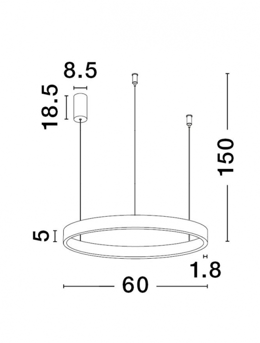 9345661 Lustra Nova Luce ELOWEN LED 60W 2552lm 3000K Aluminium & Acrylic Brushed Gold Dimabil Triac IP20 [3]