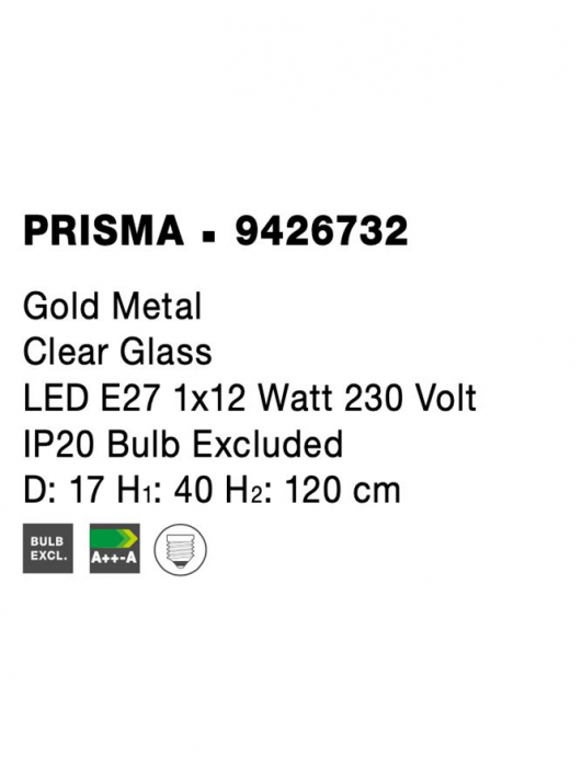 9426732 Pendul Nova Luce PRISMA E27 1x12W   Metal Antique Brass  IP20 [6]