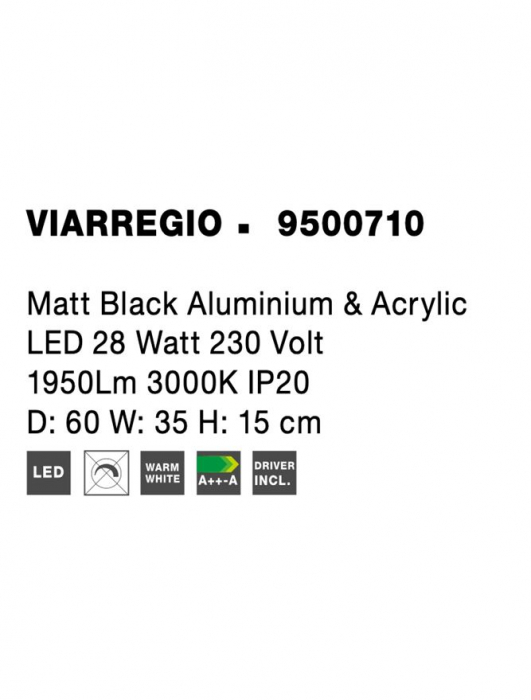 9500710 Plafoniera Nova Luce VIARREGIO LED 28W 1950lm 3000K Aluminium & Acrylic Matt Black Nedimabil IP20 [9]