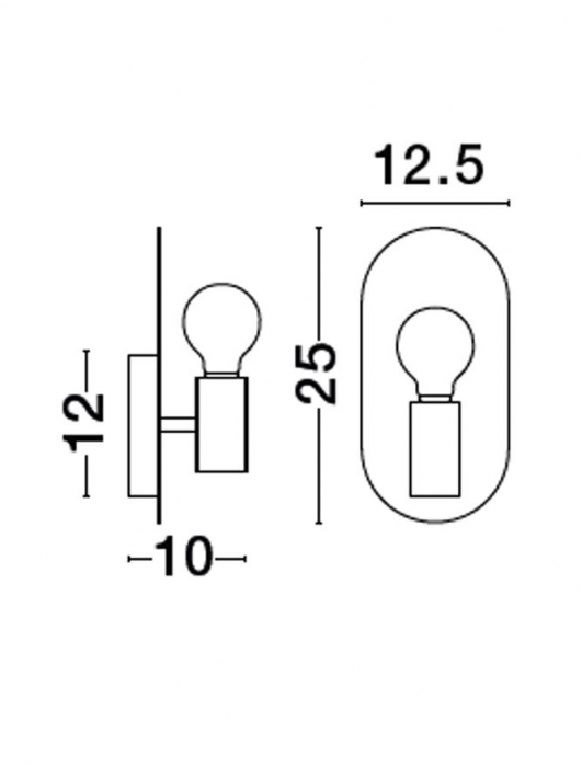 9501245 Aplica Nova Luce ROYAL E27 1x12W   Metal Black  IP20 [4]