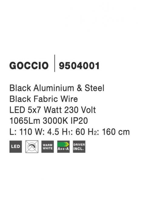 9504001 Lustra Nova Luce GOCCIO LED 38W 1301lm 3000K Aluminium & Steel Black Fabric Wire Black Nedimabil IP20 [5]