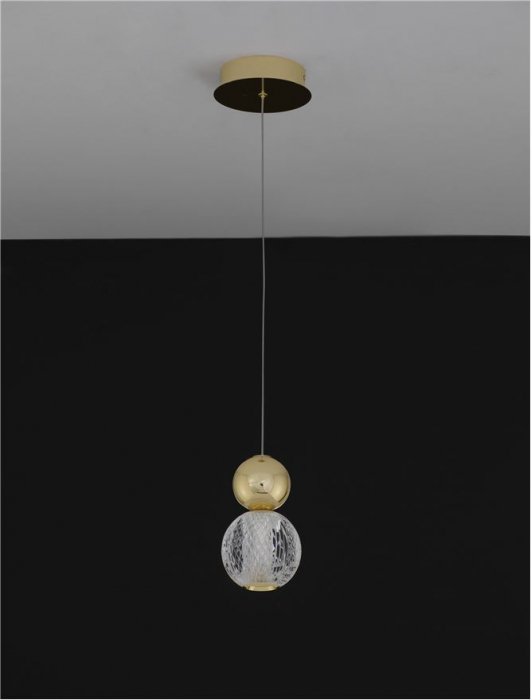 9511020 Pendul Nova Luce BRILLE LED 4W 344lm 3200K  Aluminium & Acrylic Gold Nedimabil IP20 [4]