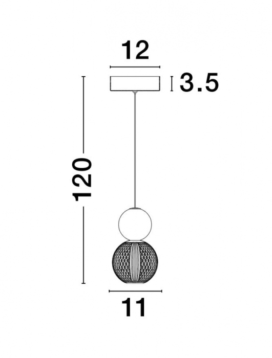 9511020 Pendul Nova Luce BRILLE LED 4W 344lm 3200K  Aluminium & Acrylic Gold Nedimabil IP20 [5]