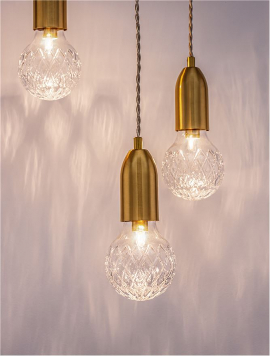 9536413 Lustra Nova Luce VEDA G9 3x6W   Metal & Clear Glass Brass   IP20 [8]
