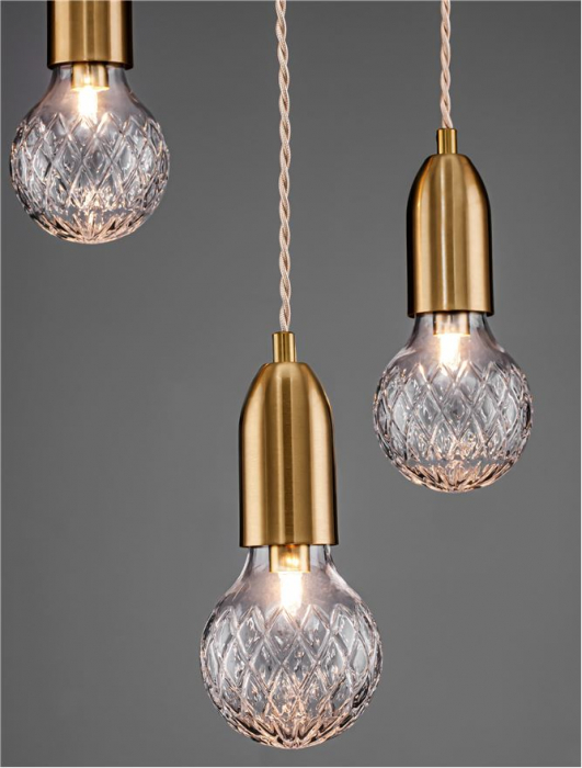9536413 Lustra Nova Luce VEDA G9 3x6W   Metal & Clear Glass Brass   IP20 [6]