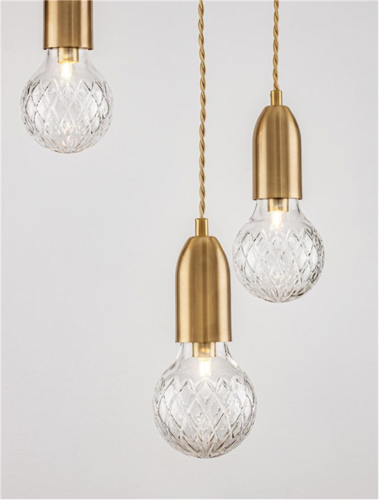 9536413 Lustra Nova Luce VEDA G9 3x6W   Metal & Clear Glass Brass   IP20 [9]