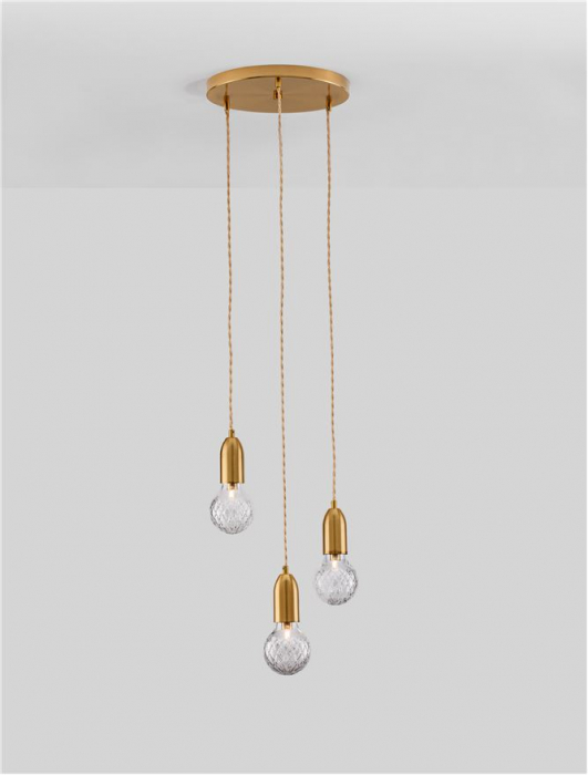 9536413 Lustra Nova Luce VEDA G9 3x6W   Metal & Clear Glass Brass   IP20 [4]