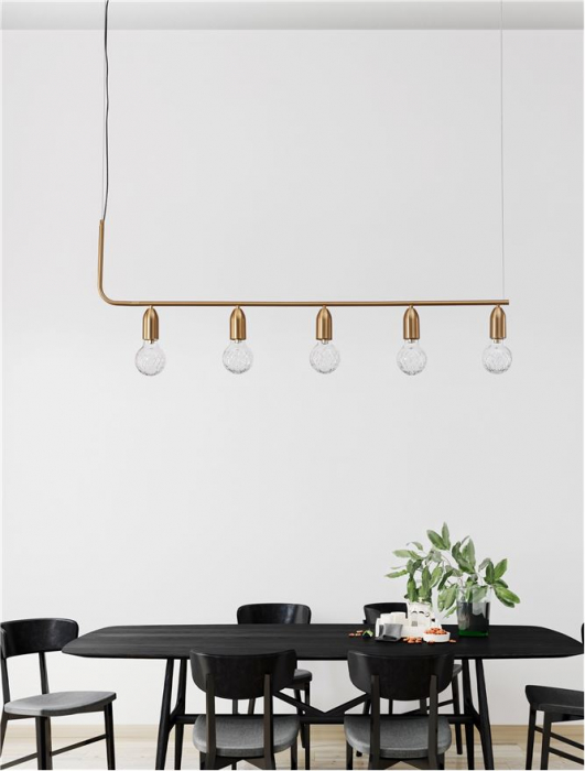 9536415 Lustra Nova Luce VEDA G9 5x6W   Metal & Clear Glass Brass   IP20 [2]