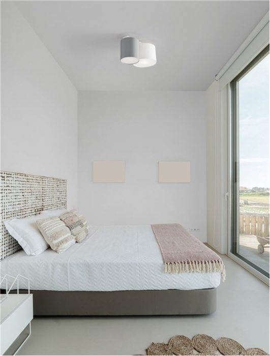 9555804 Plafoniera Nova Luce BRYSON E27 2x12W   Metal & Fabric Shade Sandy White  IP20 [2]