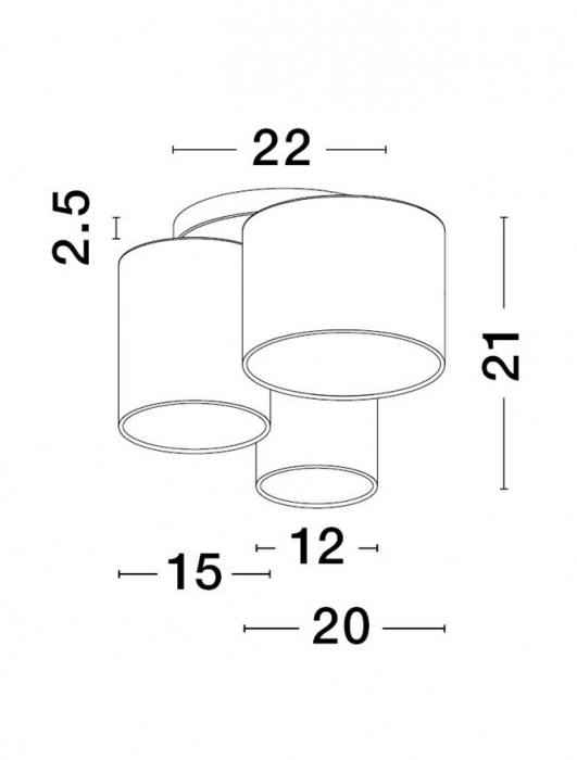 9555805 Plafoniera Nova Luce BRYSON E27 3x12W   Metal & Fabric Shade Sandy White  IP20 [5]