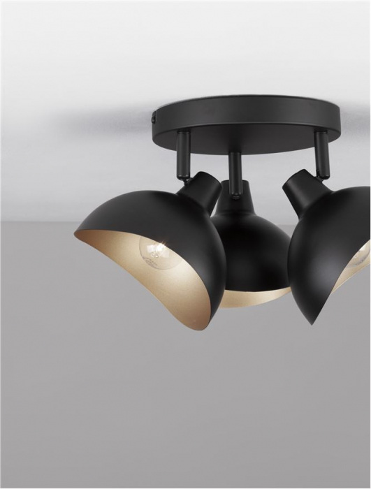 9555810 Plafoniera Nova Luce GETI E14 3x5W   Metal Matt Black & Gold  IP20 [3]