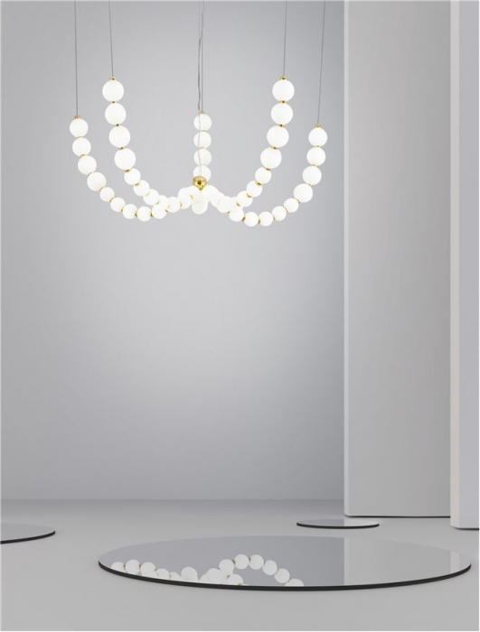 9695203 Candelabru Nova Luce PERLA LED 125W 11377lm 3000K Metal & Opal Glass Gold Dimabil Triac IP20 [2]