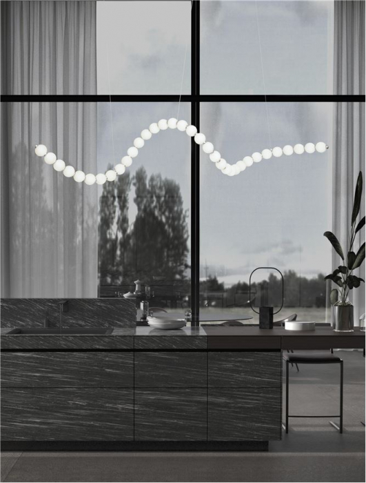 9695206 Lustra Nova Luce PERLA LED 98W 5563lm 3000K Metal & Opal Glass Chrome Dimabil Triac IP20 [2]
